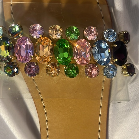 Mystique Agadir Multi Rainbow Leather Slide with Crystals Size 5 - Picture 5 of 7